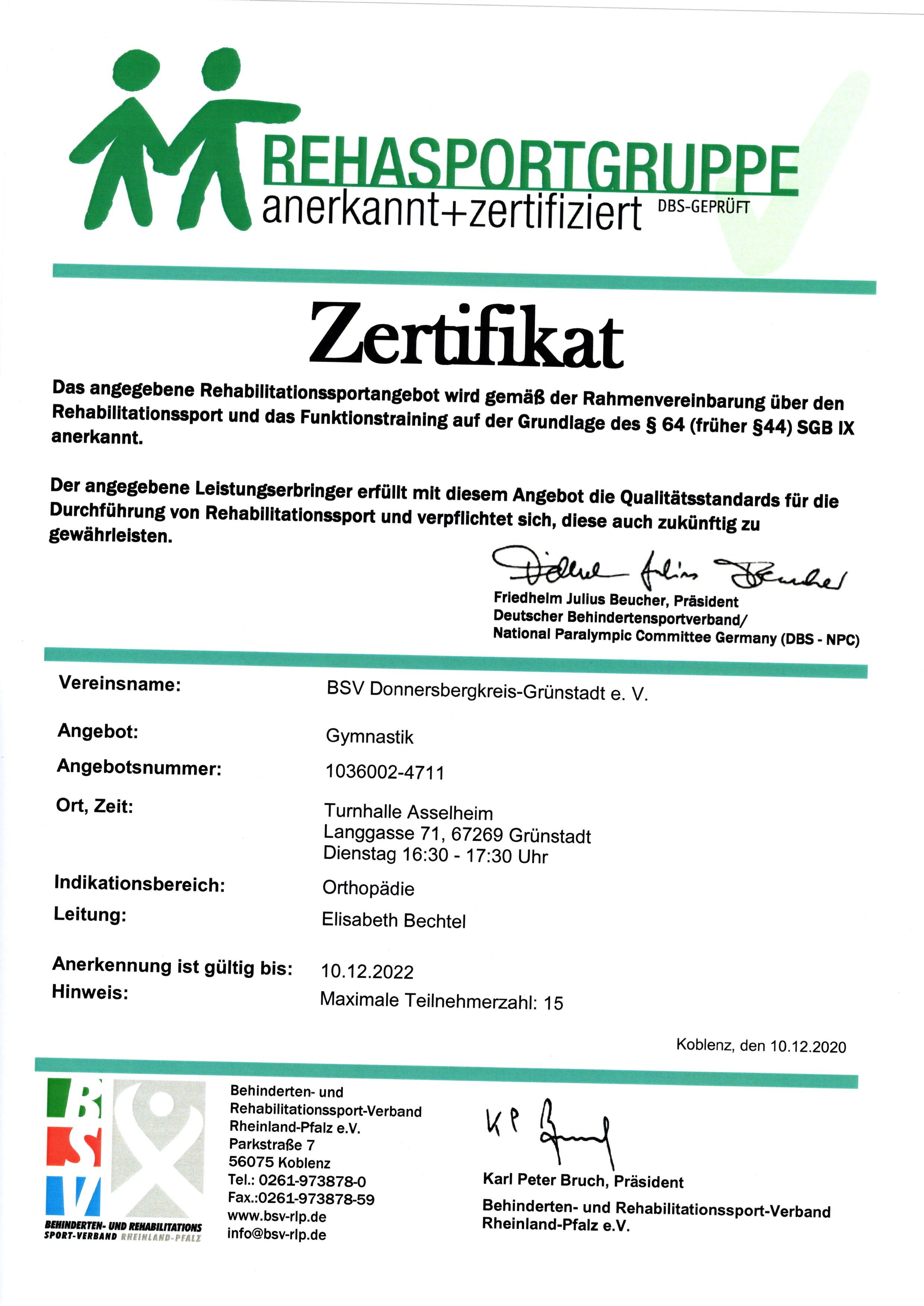Zertifikat Asselheim